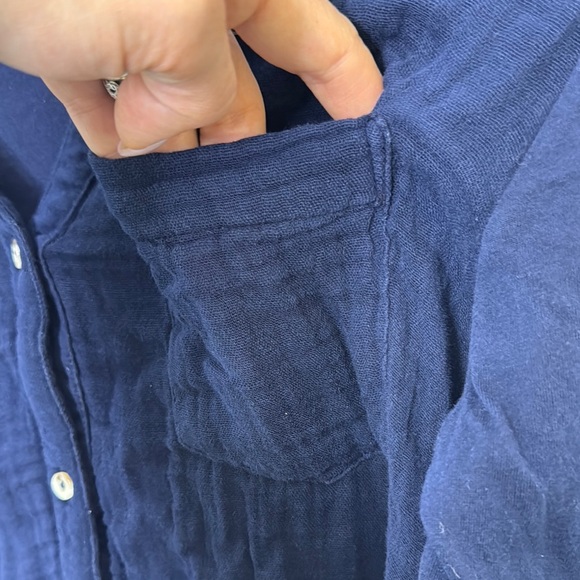 Michael Stars Blue 3/4 Sleeve Buttoned Blouse - Picture 5 of 8